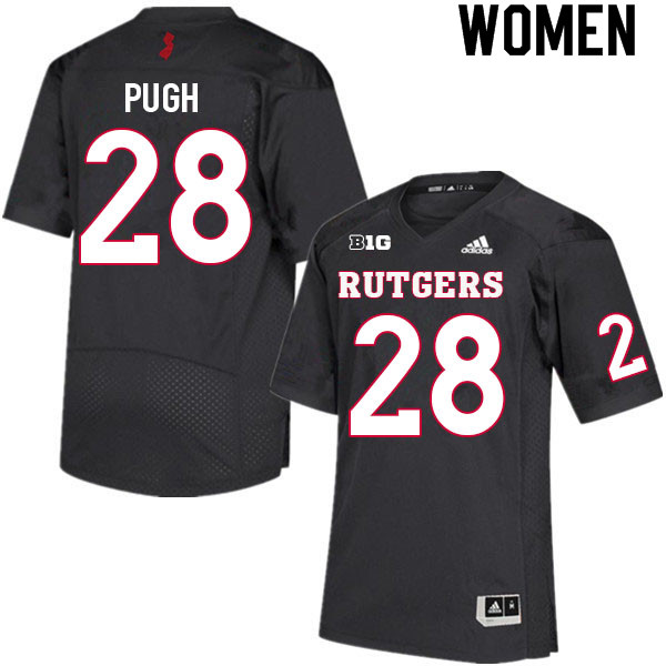 Women #28 Aslan Pugh Rutgers Scarlet Knights College Football Jerseys Sale-Black